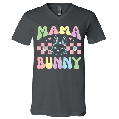 Mama Bunny Retro Colorful Cute Holiday V-Neck T-Shirt