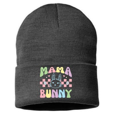 Mama Bunny Retro Colorful Cute Holiday Sustainable Knit Beanie