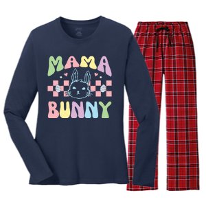 Mama Bunny Retro Colorful Cute Holiday Women's Long Sleeve Flannel Pajama Set 