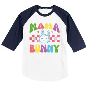 Mama Bunny Retro Colorful Cute Holiday Baseball Sleeve Shirt