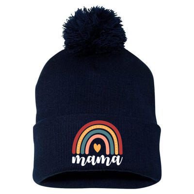 Mama Boho Rainbow Pom Pom 12in Knit Beanie