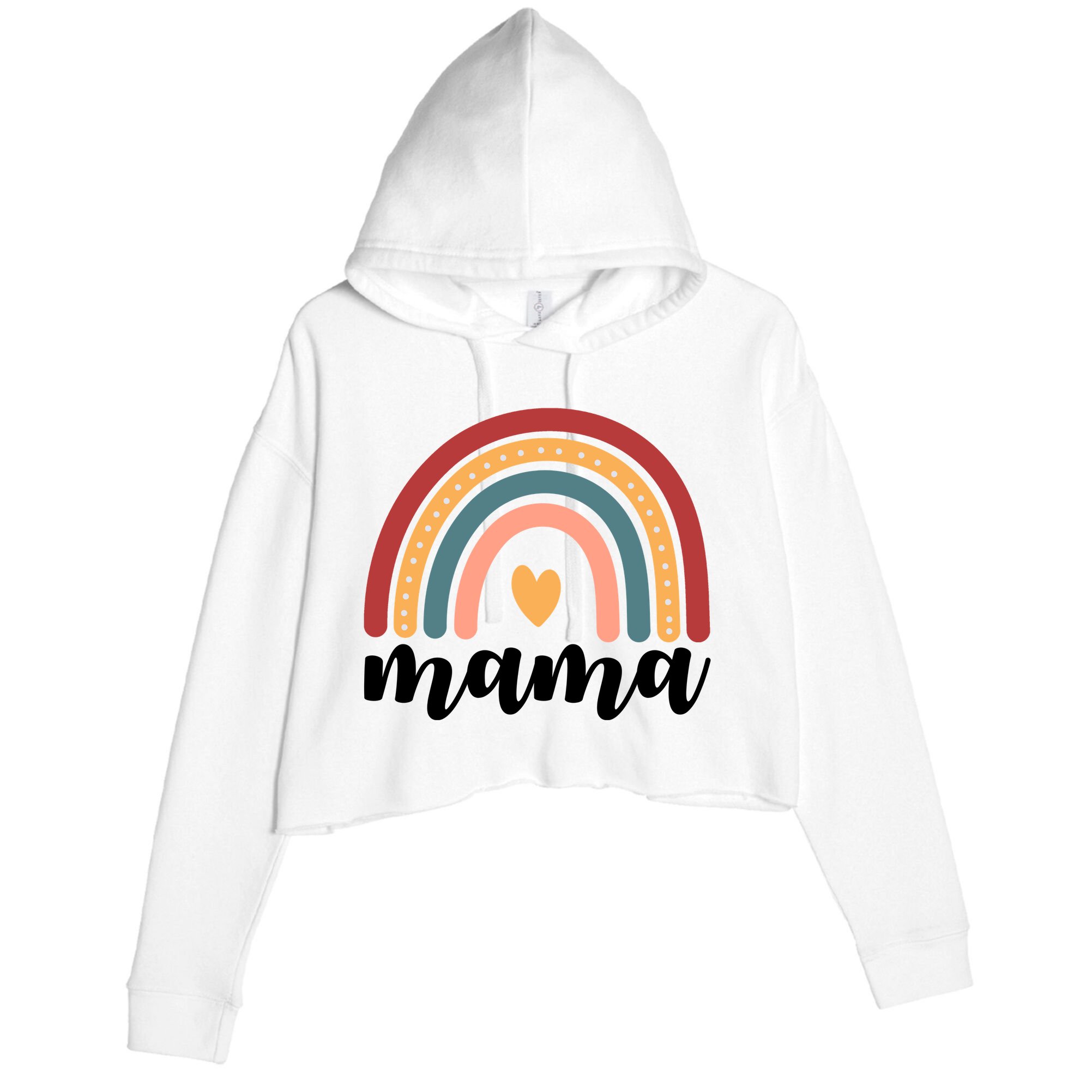 Mama Boho Rainbow Crop Fleece Hoodie