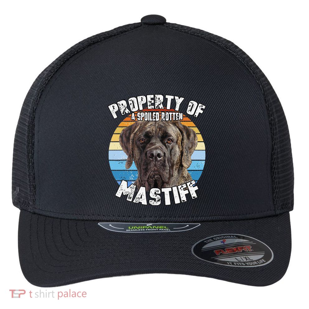 Mastiff Brindle Retro Property Of Cute Dog Flexfit Unipanel Trucker Cap