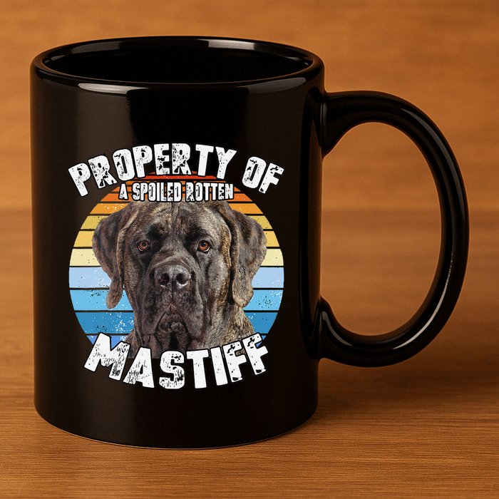 Mastiff Brindle Retro Property Of Cute Dog 11oz C Handle Ceramic Mug