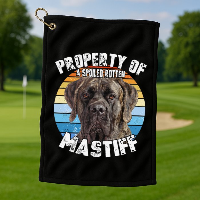 Mastiff Brindle Retro Property Of Cute Dog Golf Towel