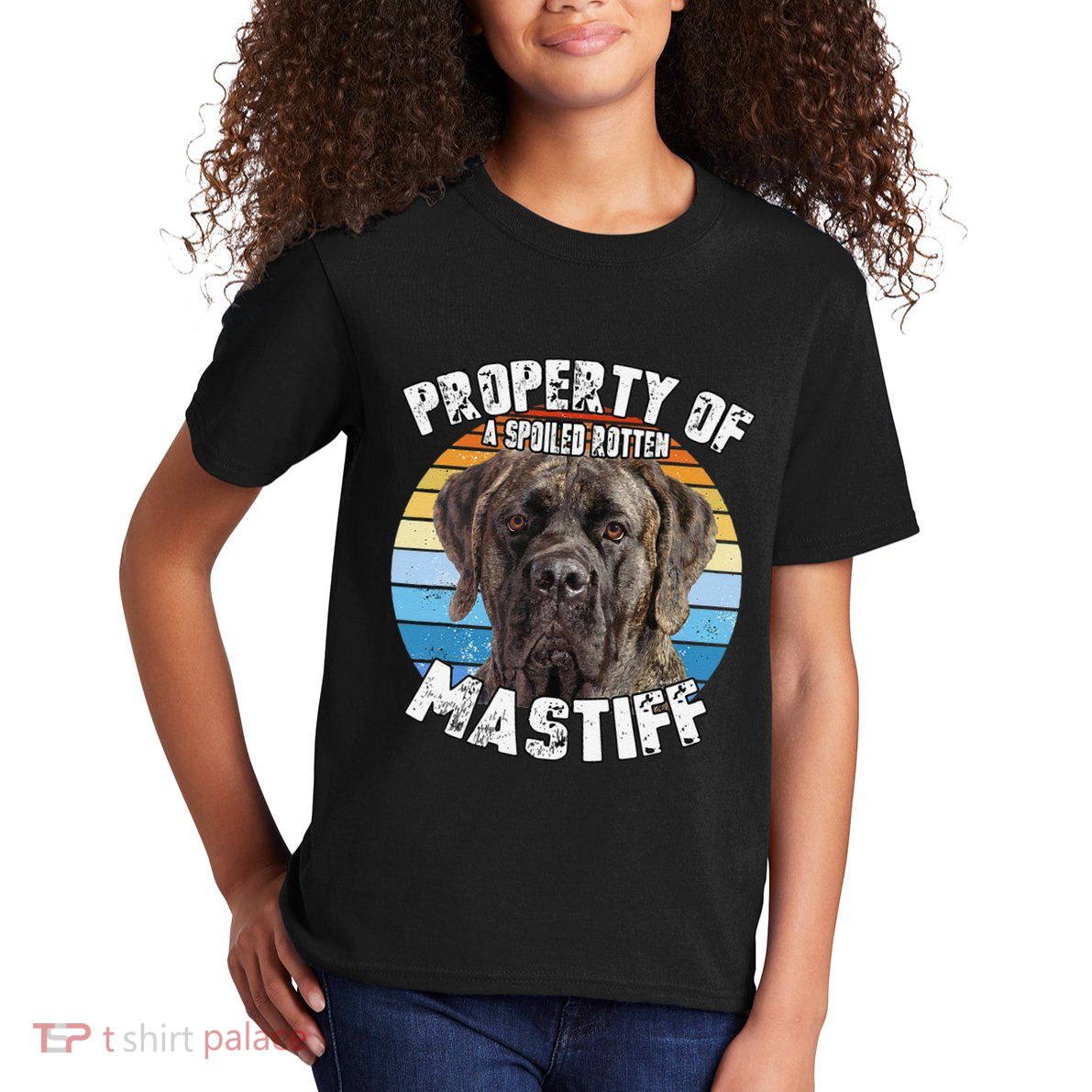 Mastiff Brindle Retro Property Of Cute Dog Kids T-Shirt