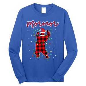 Mormor Bear Red Buffalo Plaid Grandma Bear Pajama Xmas Gift Long Sleeve Shirt