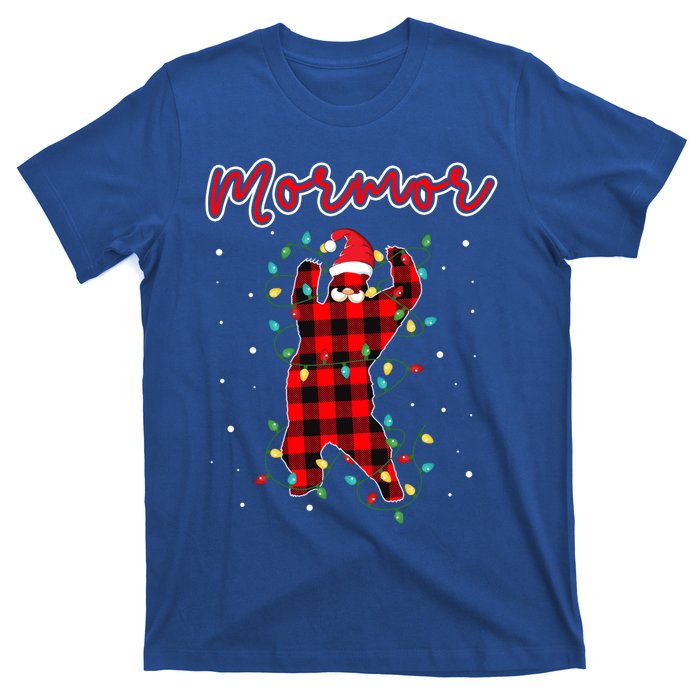 Mormor Bear Red Buffalo Plaid Grandma Bear Pajama Xmas Gift T-Shirt