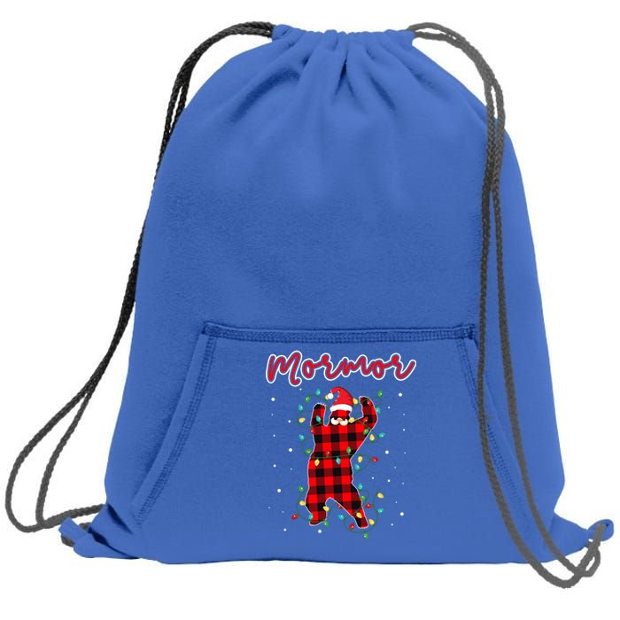 Mormor Bear Red Buffalo Plaid Grandma Bear Pajama Xmas Gift Sweatshirt Cinch Pack Bag