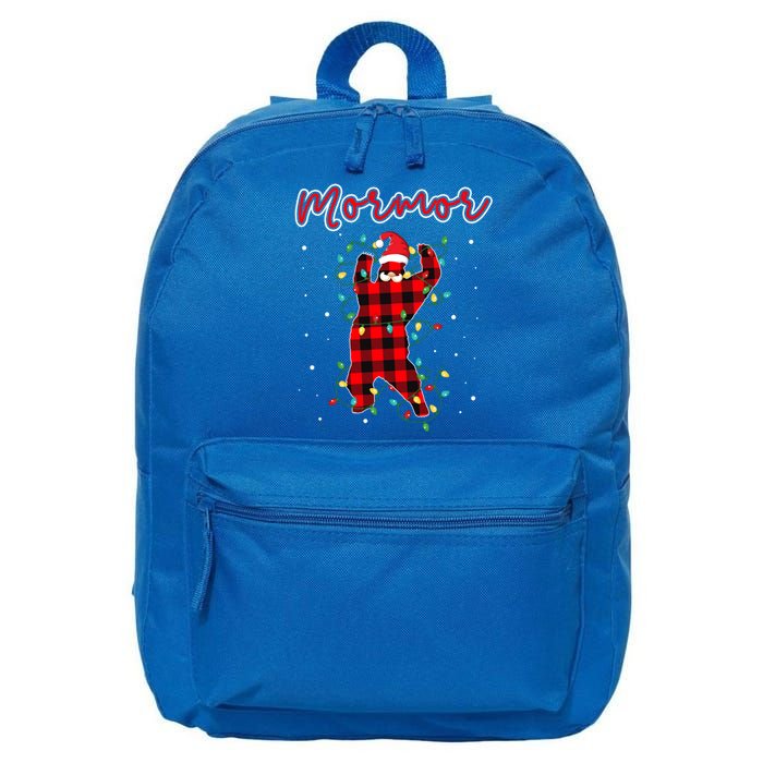 Mormor Bear Red Buffalo Plaid Grandma Bear Pajama Xmas Gift 16 in Basic Backpack