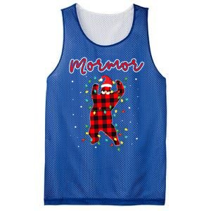 Mormor Bear Red Buffalo Plaid Grandma Bear Pajama Xmas Gift Mesh Reversible Basketball Jersey Tank