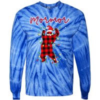 Mormor Bear Red Buffalo Plaid Grandma Bear Pajama Xmas Gift Tie-Dye Long Sleeve Shirt