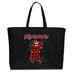 Mormor Bear Red Buffalo Plaid Grandma Bear Pajama Xmas Gift Cotton Canvas Jumbo Tote