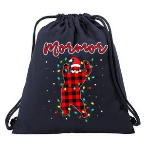 Mormor Bear Red Buffalo Plaid Grandma Bear Pajama Xmas Gift Drawstring Bag