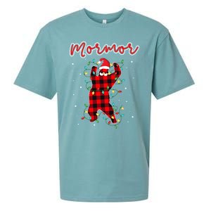 Mormor Bear Red Buffalo Plaid Grandma Bear Pajama Xmas Gift Sueded Cloud Jersey T-Shirt