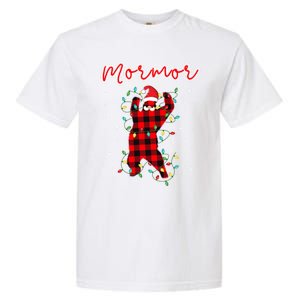 Mormor Bear Red Buffalo Plaid Grandma Bear Pajama Xmas Gift Garment-Dyed Heavyweight T-Shirt