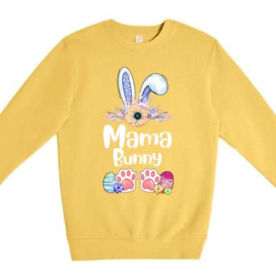 Mama Bunny Rabbit Easter Day Mom Mother's Day Great Gift Premium Crewneck Sweatshirt