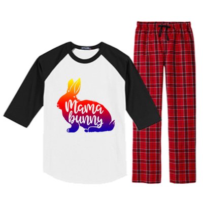 Mama Bunny Rabbit Mom Mother Easter Day Gift Raglan Sleeve Pajama Set