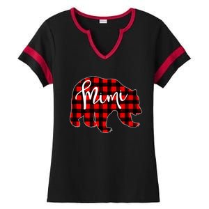 Mimi Bear Red Plaid Matching Family Christmas Eve Buffalo Cool Gift Ladies Halftime Notch Neck Tee