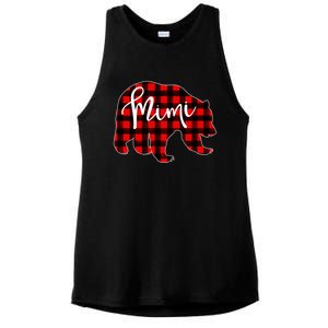 Mimi Bear Red Plaid Matching Family Christmas Eve Buffalo Cool Gift Ladies PosiCharge Tri-Blend Wicking Tank