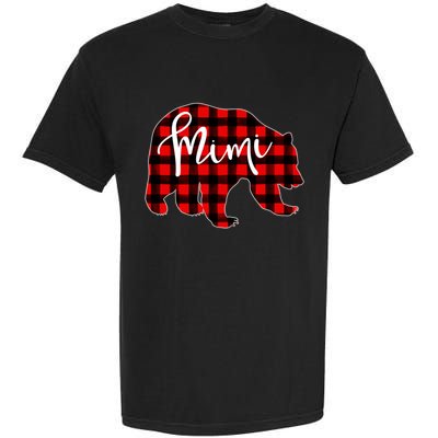 Mimi Bear Red Plaid Matching Family Christmas Eve Buffalo Cool Gift Garment-Dyed Heavyweight T-Shirt