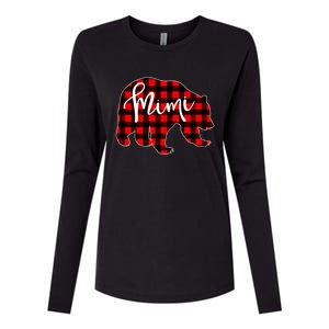 Mimi Bear Red Plaid Matching Family Christmas Eve Buffalo Cool Gift Womens Cotton Relaxed Long Sleeve T-Shirt