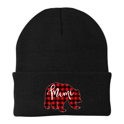 Mimi Bear Red Plaid Matching Family Christmas Eve Buffalo Cool Gift Beanie