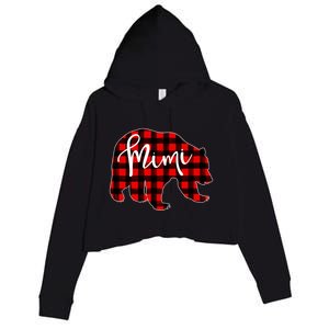 Mimi Bear Red Plaid Matching Family Christmas Eve Buffalo Cool Gift Crop Fleece Hoodie