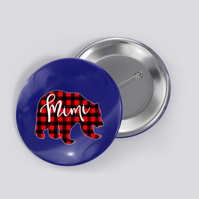 Mimi Bear Red Plaid Matching Family Christmas Eve Buffalo Cool Gift Button