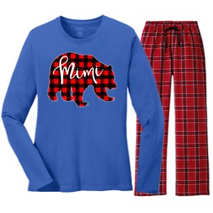 Mimi Bear Red Plaid Matching Family Christmas Eve Buffalo Cool Gift Women's Long Sleeve Flannel Pajama Set 