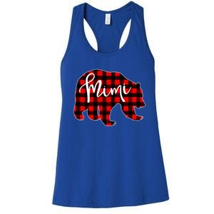 Mimi Bear Red Plaid Matching Family Christmas Eve Buffalo Cool Gift Women's Racerback Tank