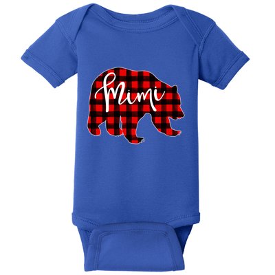 Mimi Bear Red Plaid Matching Family Christmas Eve Buffalo Cool Gift Baby Bodysuit