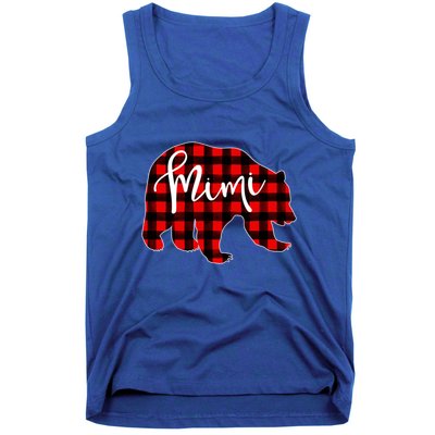 Mimi Bear Red Plaid Matching Family Christmas Eve Buffalo Cool Gift Tank Top