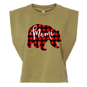 Mimi Bear Red Plaid Matching Family Christmas Eve Buffalo Cool Gift Garment-Dyed Women's Muscle Tee