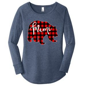 Mimi Bear Red Plaid Matching Family Christmas Eve Buffalo Cool Gift Women's Perfect Tri Tunic Long Sleeve Shirt