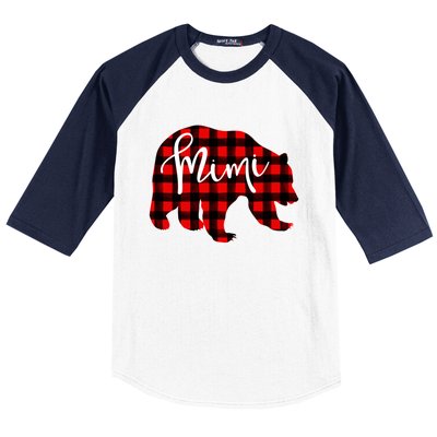 Mimi Bear Red Plaid Matching Family Christmas Eve Buffalo Cool Gift Baseball Sleeve Shirt