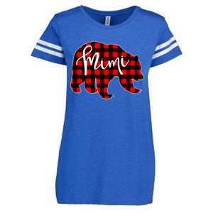 Mimi Bear Red Plaid Matching Family Christmas Eve Buffalo Cool Gift Enza Ladies Jersey Football T-Shirt