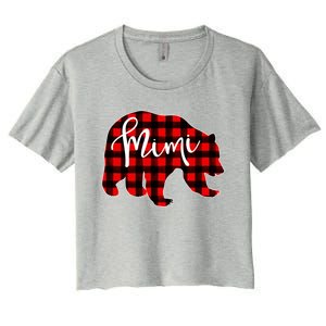 Mimi Bear Red Plaid Matching Family Christmas Eve Buffalo Cool Gift Women's Crop Top Tee