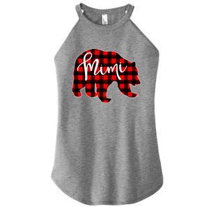 Mimi Bear Red Plaid Matching Family Christmas Eve Buffalo Cool Gift Women's Perfect Tri Rocker Tank