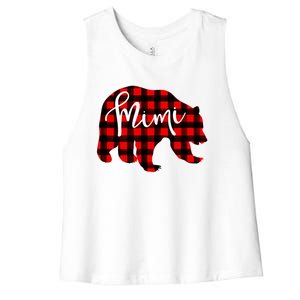 Mimi Bear Red Plaid Matching Family Christmas Eve Buffalo Cool Gift Women's Racerback Cropped Tank