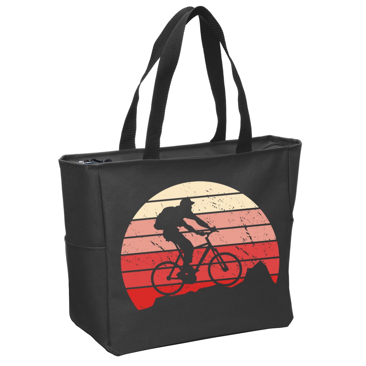Mountain Bike Retro Zip Tote Bag