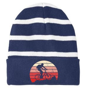 Mountain Bike Retro Striped Beanie with Solid Band