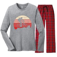 Mountain Bike Retro Women's Long Sleeve Flannel Pajama Set 