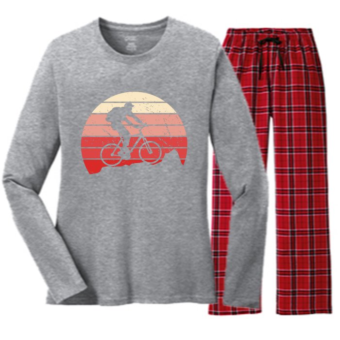 Mountain Bike Retro Women's Long Sleeve Flannel Pajama Set 