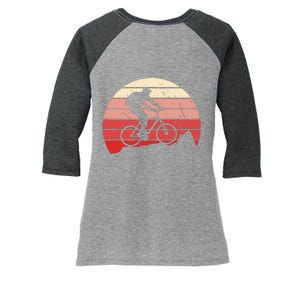 Mountain Bike Retro Women's Tri-Blend 3/4-Sleeve Raglan Shirt