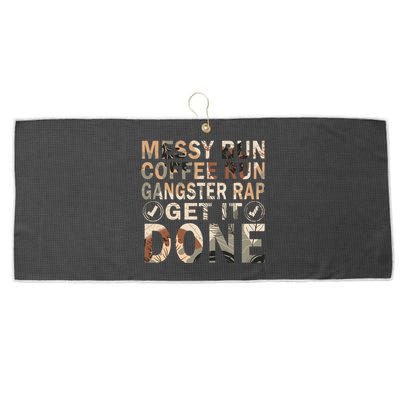 Messy Bun Run Rap Nap Perfect For Coffee Lovers Mom Gangsta Gift Large Microfiber Waffle Golf Towel