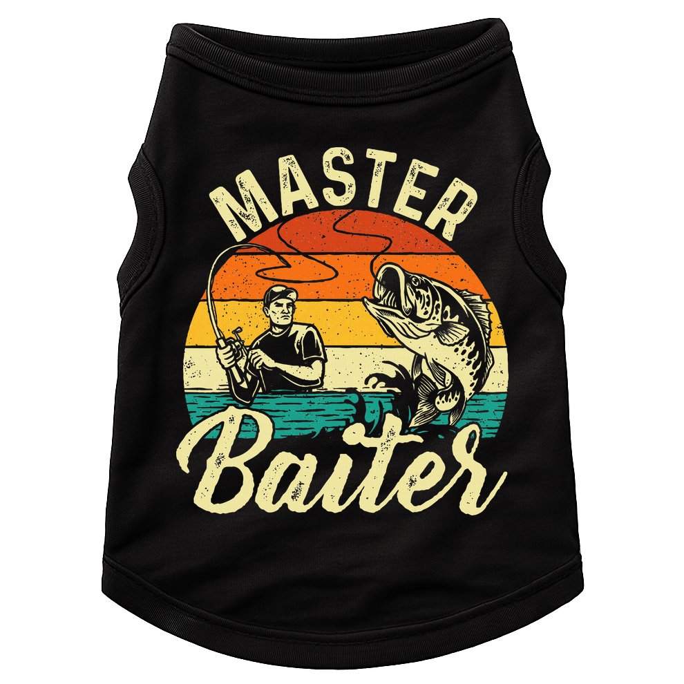 Master Baiter Retro Sunset Fishing Fish Lover Fisherman Doggie Tank