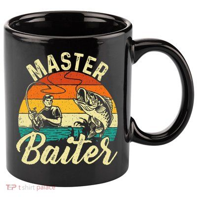 Master Baiter Retro Sunset Fishing Fish Lover Fisherman 11oz C Handle Ceramic Mug