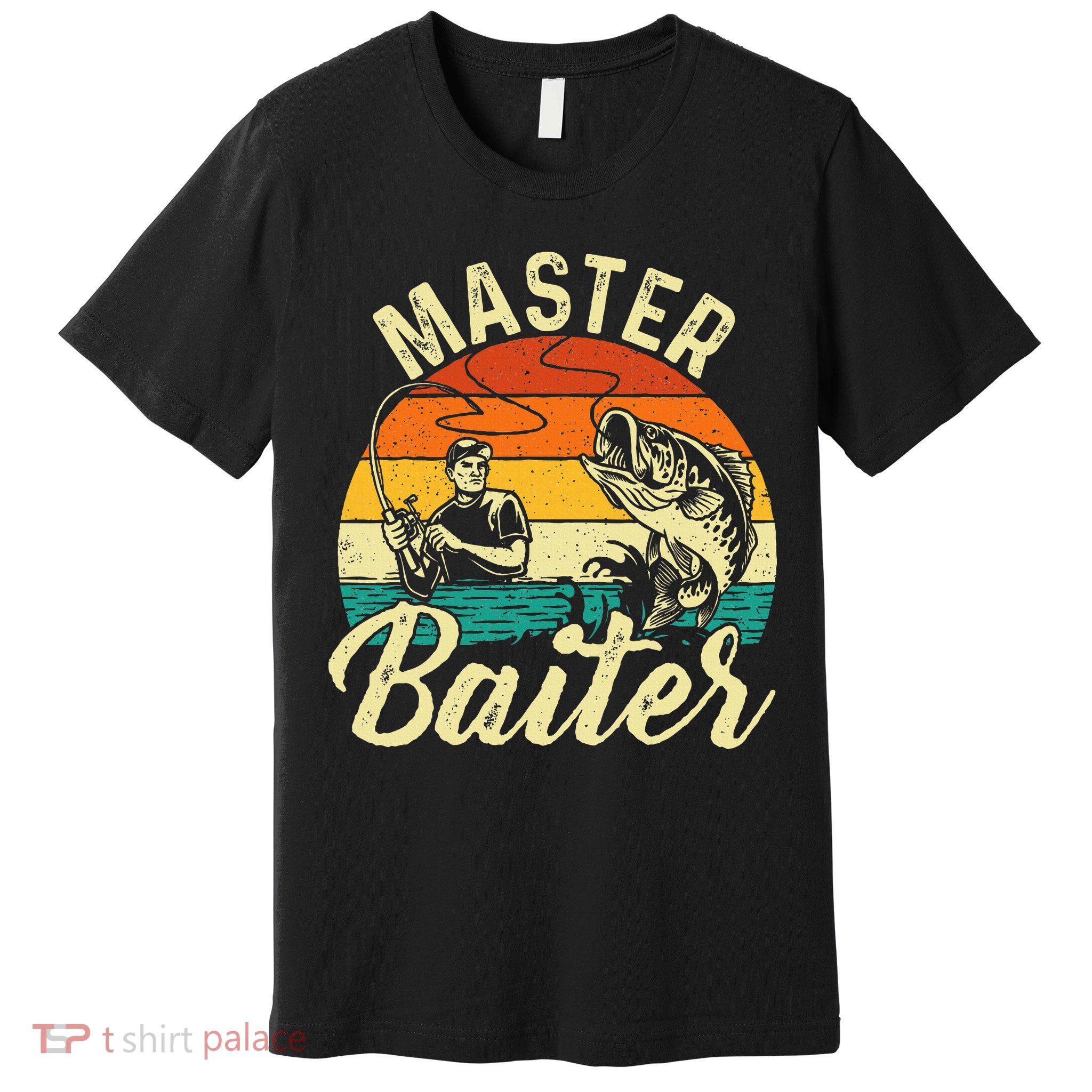 Master Baiter Retro Sunset Fishing Fish Lover Fisherman Premium T-Shirt