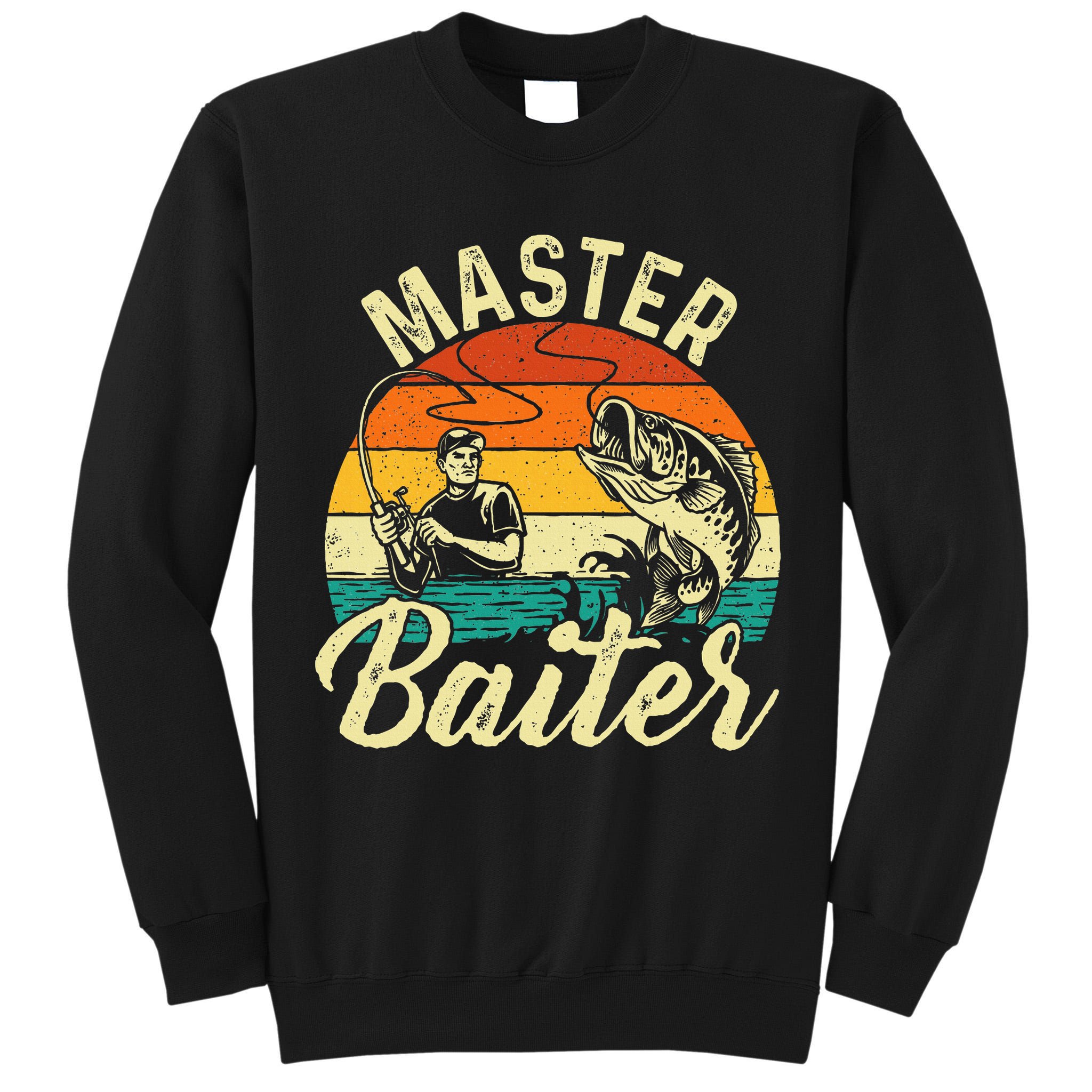 Master Baiter Retro Sunset Fishing Fish Lover Fisherman Tall Sweatshirt
